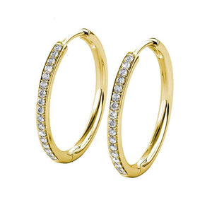 gold hoop crystal earrings for women side by side