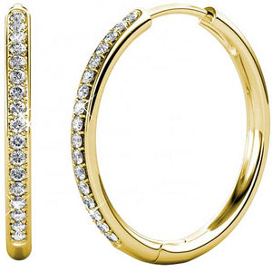 gold hoop crystal earrings for women close
