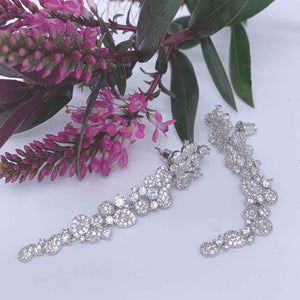 long silver crystal bridal earrings