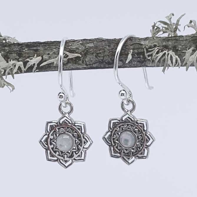 sterling silver sunburst drop earring