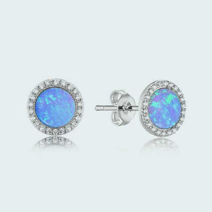 blue opal stud silver earring jewellery nz