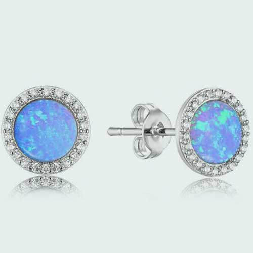 blue opal stud silver earring jewellery nz