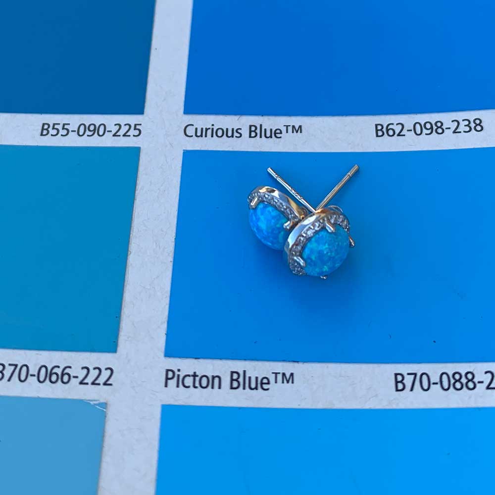 blue opal stud silver earring jewellery nz