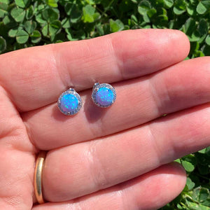 blue opal stud silver earring jewellery nz