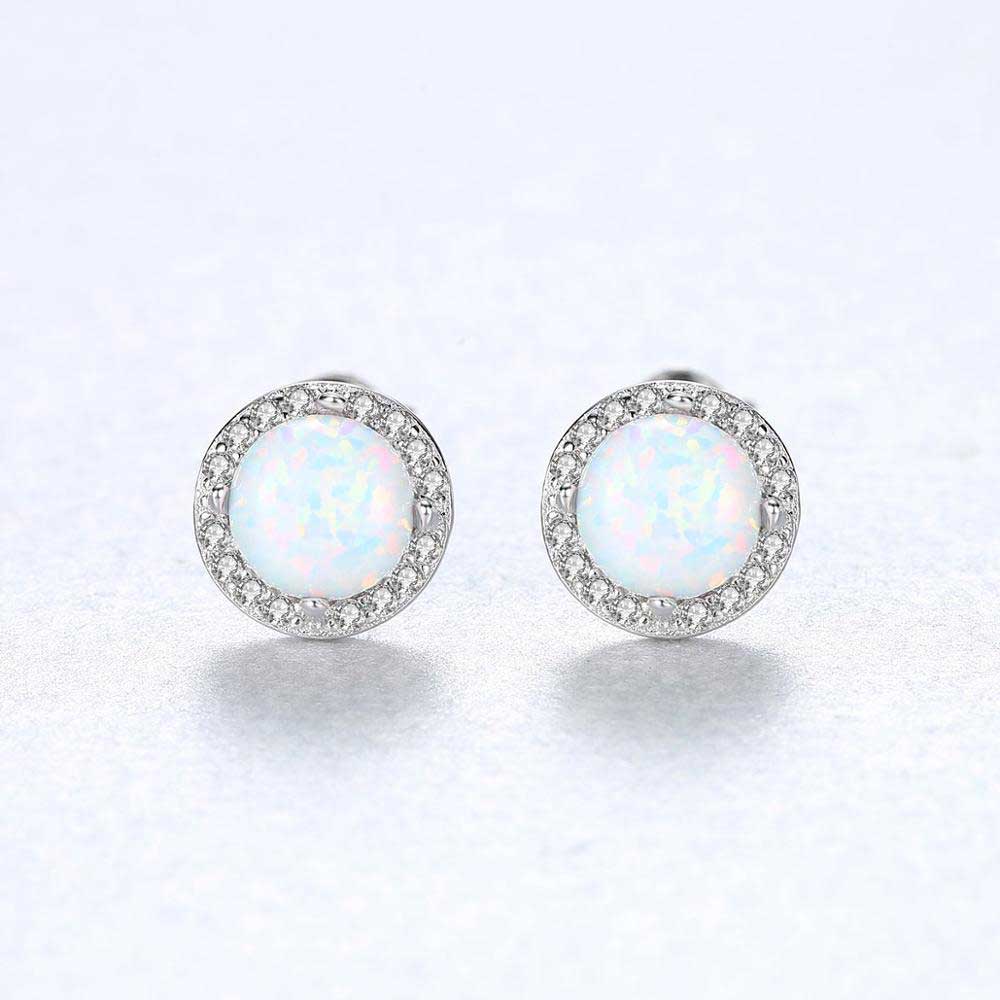 white opal stud earrings silver jewellery nz