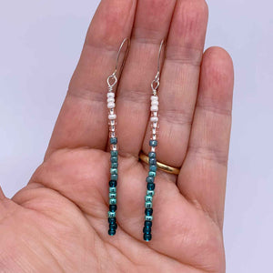 aqua silver tassel earrings hand