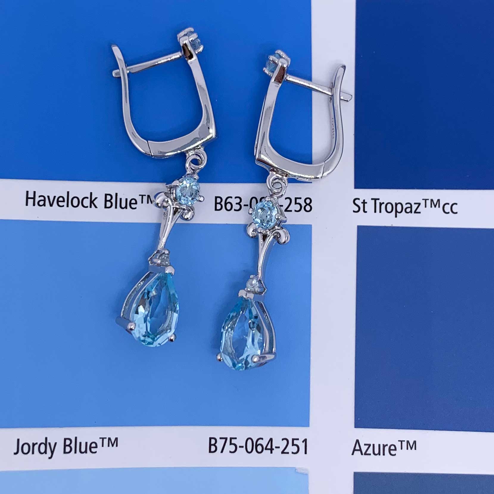 silver sky blue topaz earrings
