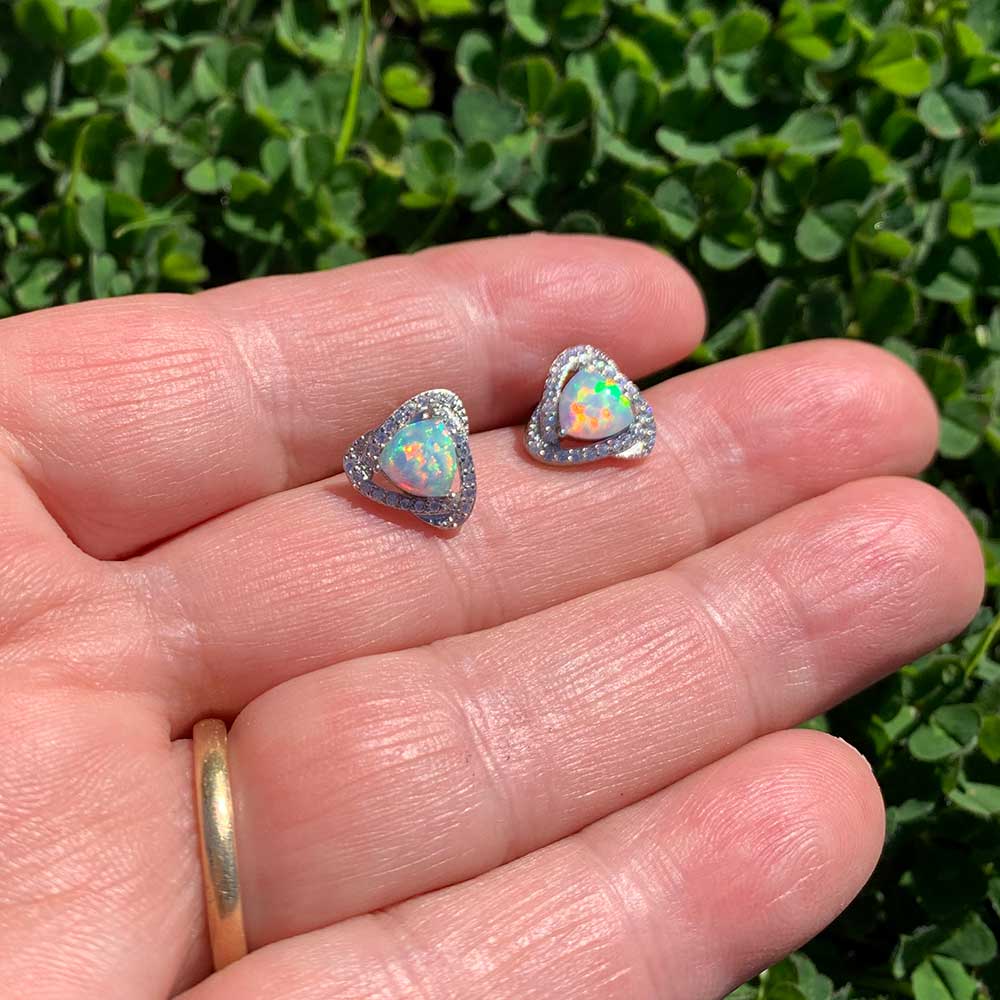 silver opal stud earrings jewellery nz