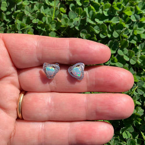 silver opal stud earrings jewellery nz
