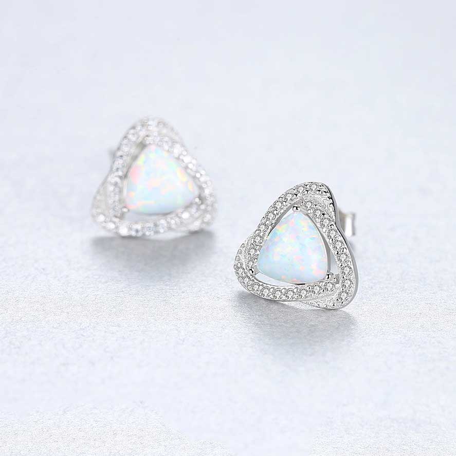 silver opal stud earrings jewellery nz