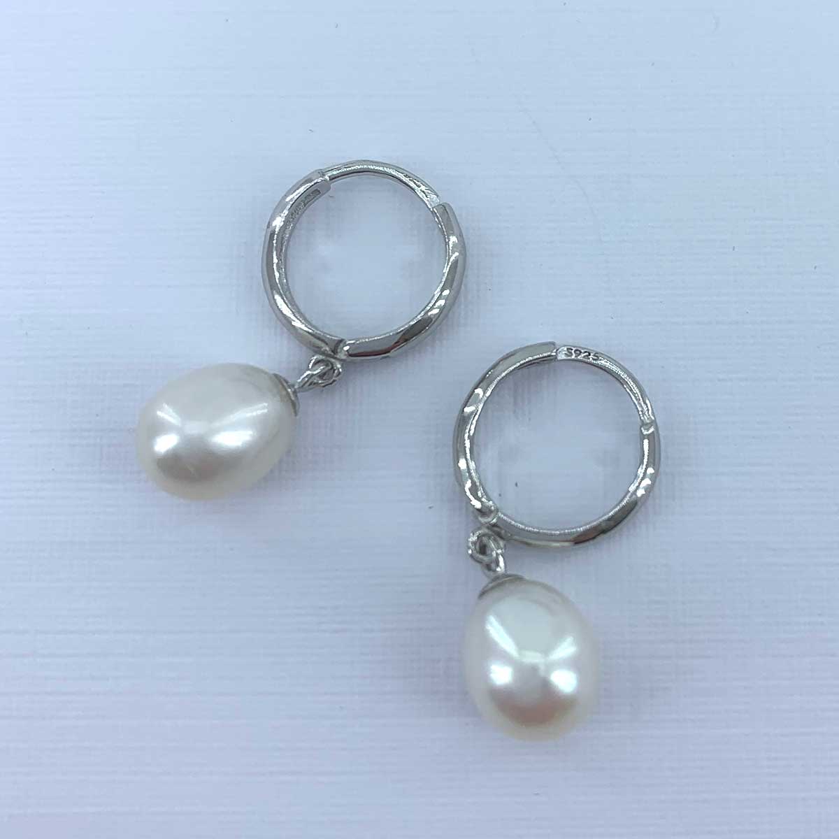 Sterling Silver Hammered Earrings with Blue/Grey selling Freshwater Pearls