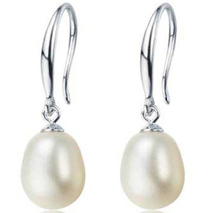 white pearl silver earring