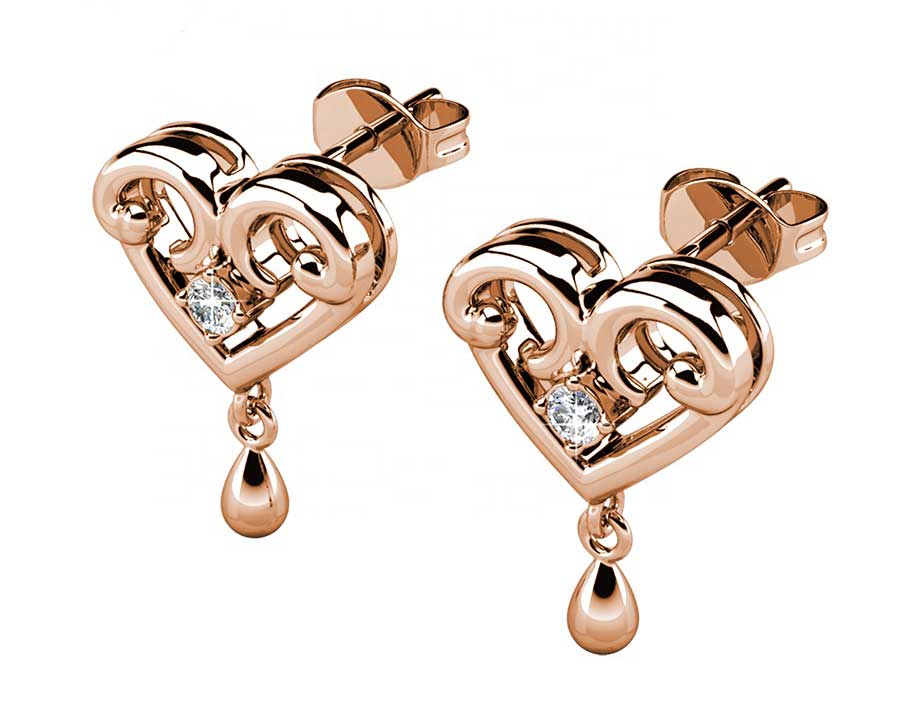 rose gold crystal stud earrings for women