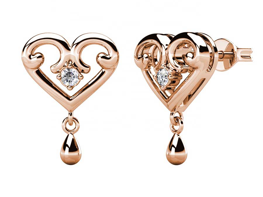 rose gold crystal stud earrings for women
