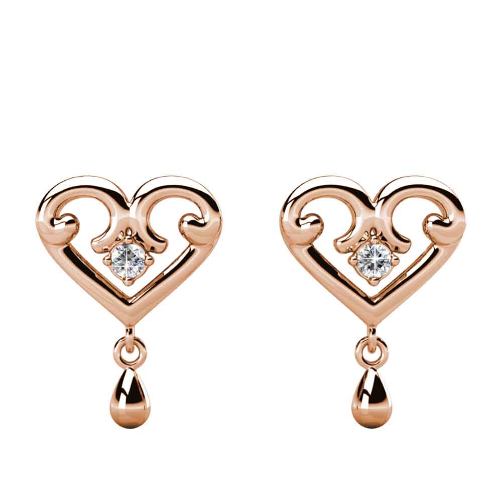 rose gold crystal stud earrings for women