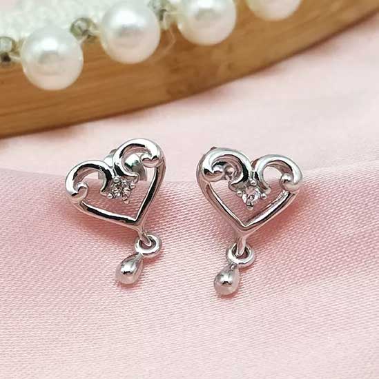 silver crystal stud drop earrings jewellery women