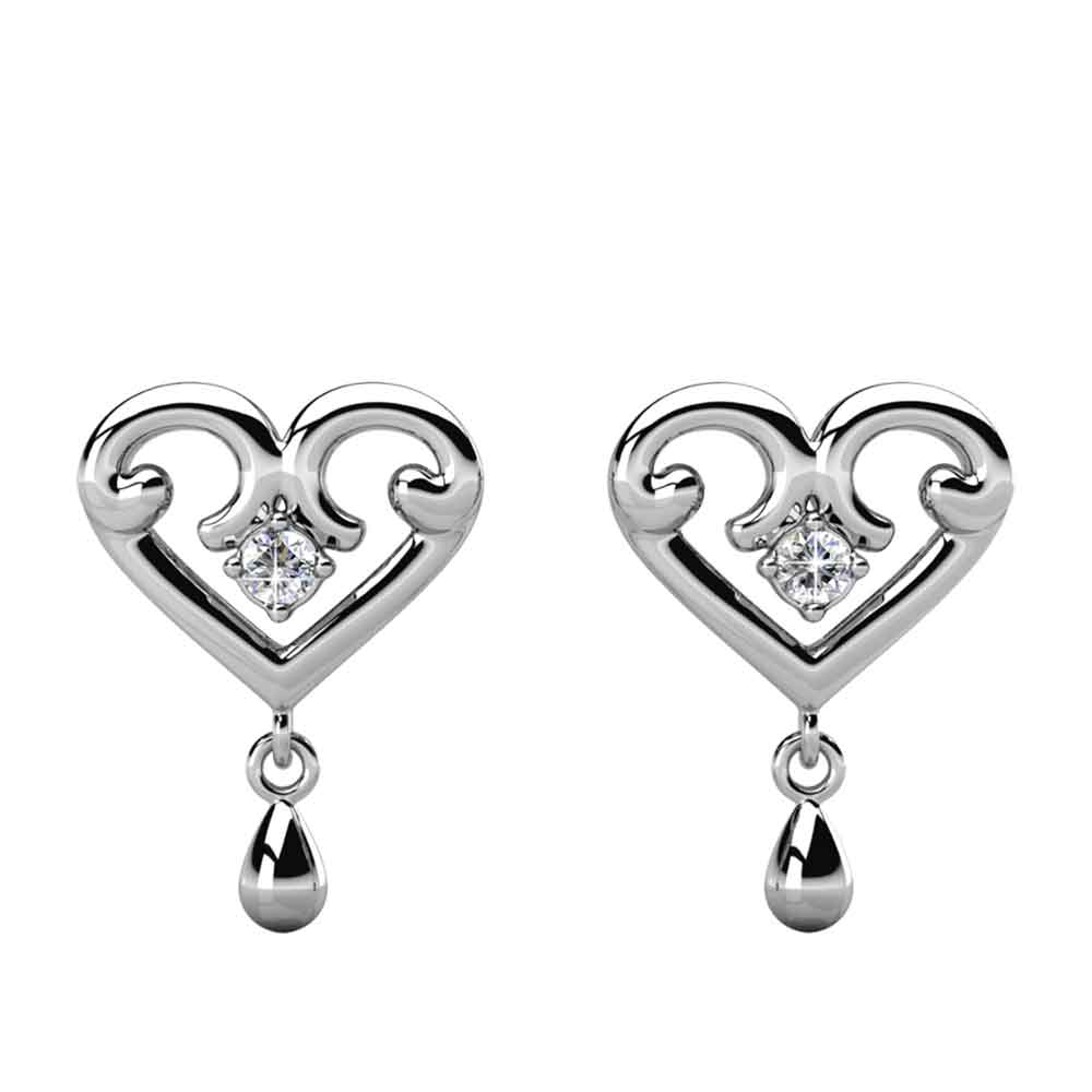 silver crystal stud drop earrings jewellery women