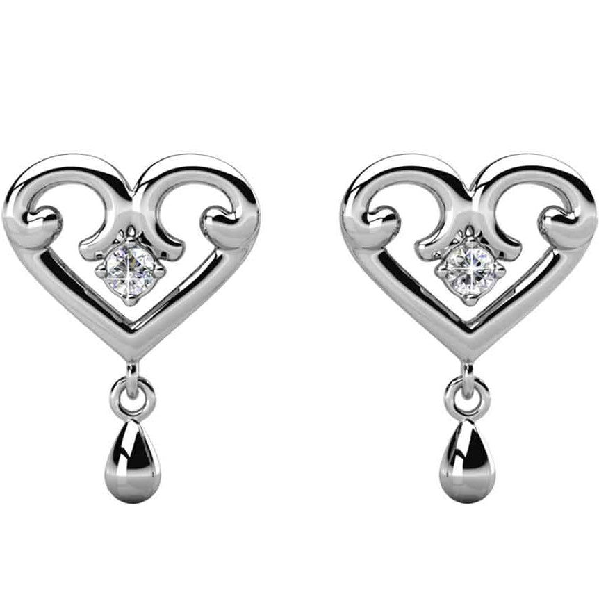 18K White Gold Crystal Heart Earrings "Elizabeth"