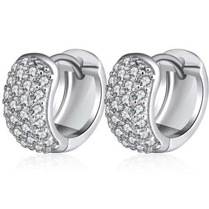 Silver Huggie Earrings with CZ Diamonds  "Ellen"