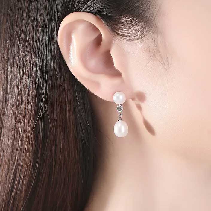 FRENELLE Jewellery, Sterling Silver Pearl Drop Earrings