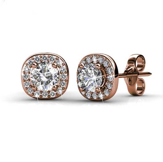 rose gold crystal stud earrings for men and women