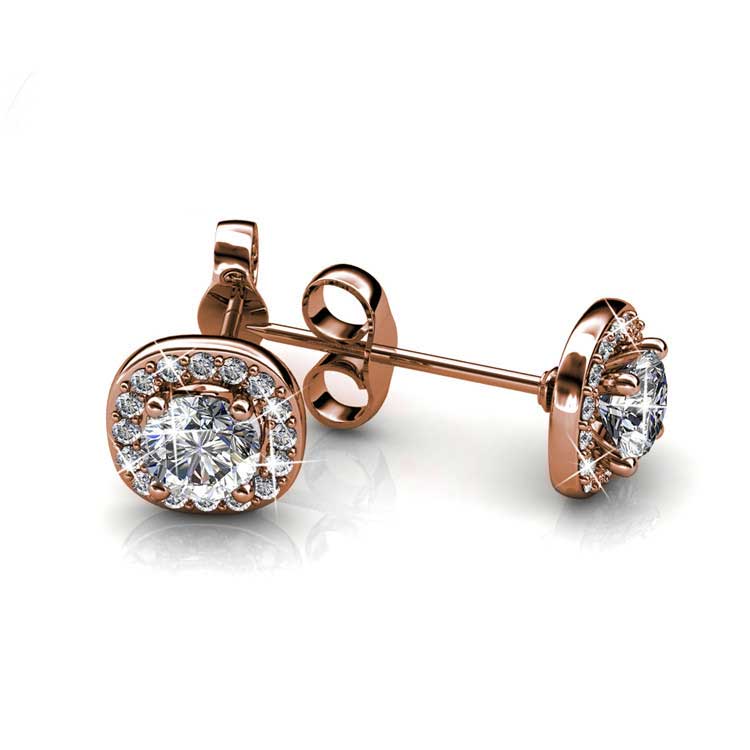 rose gold crystal stud earrings for men and women
