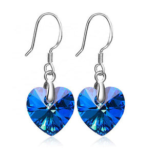blue crystal heart shape jewellery set