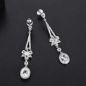 silver crystal bridal earrings wedding NZ