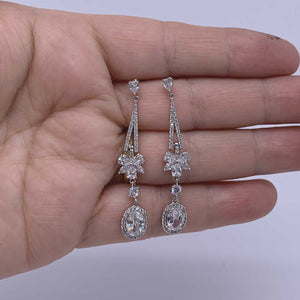 silver crystal bridal earrings wedding NZ