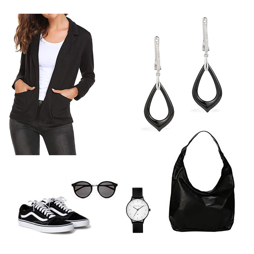black silver jewellery set for women