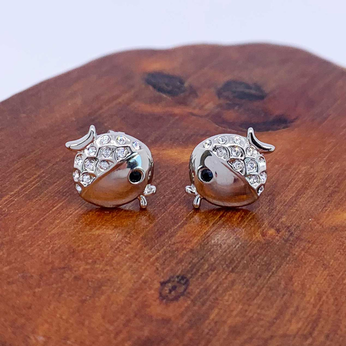 gift for girls silver crystal fish earrings