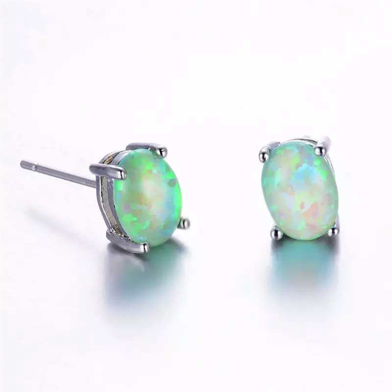 stud earrings silver green opal jewellery women