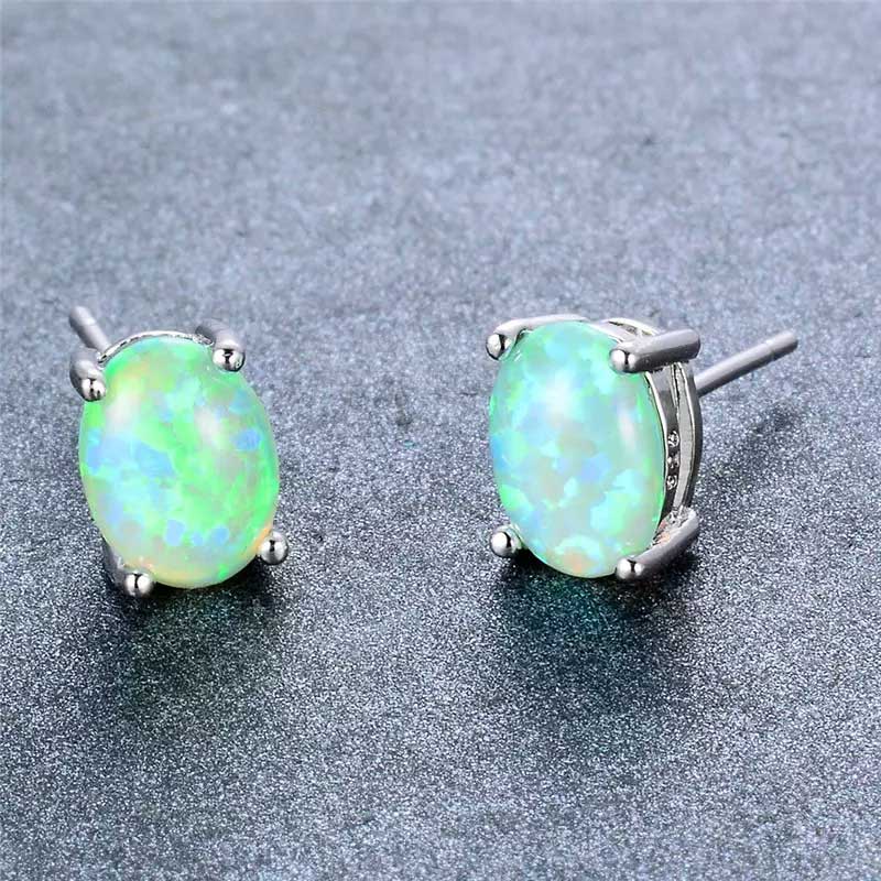stud earrings silver green opal jewellery women