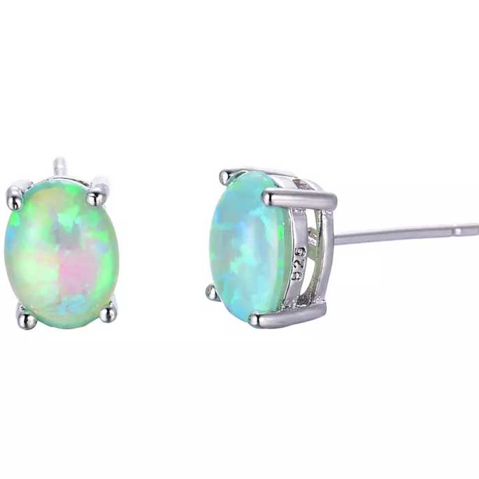 stud earrings silver green opal jewellery women
