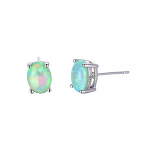 stud earrings silver green opal jewellery women