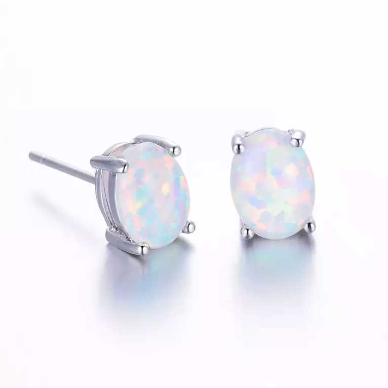 silver opal stud earrings jewellery online nz