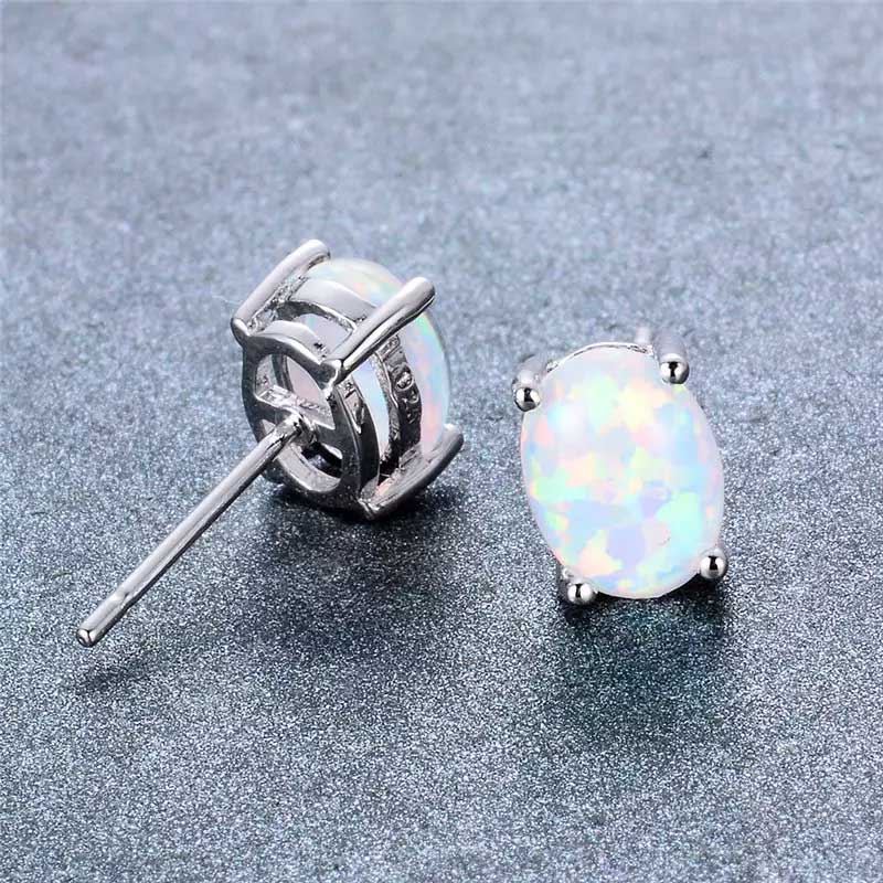 silver opal stud earrings jewellery online nz