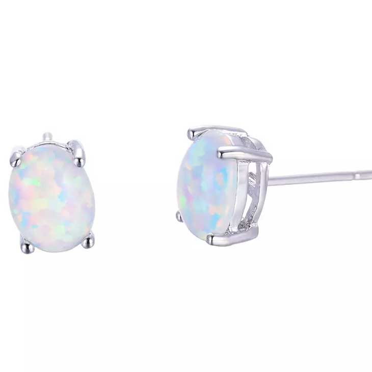 silver opal stud earrings jewellery online nz