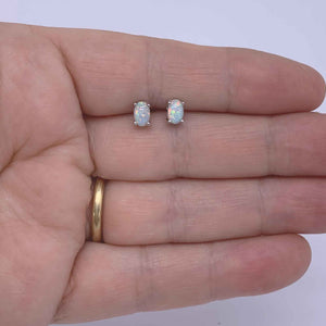 silver opal stud earrings jewellery hand