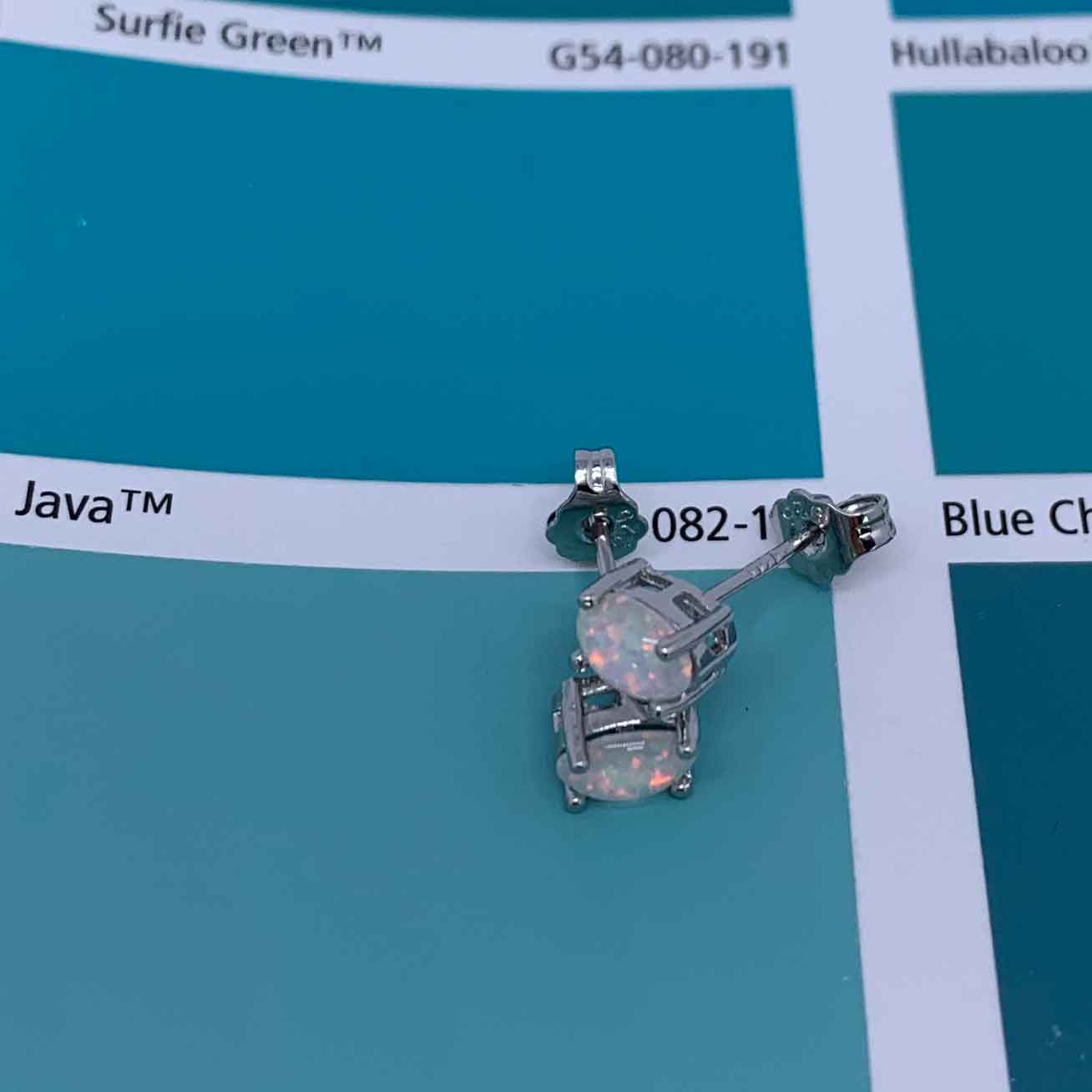 silver opal stud earrings jewellery online nz