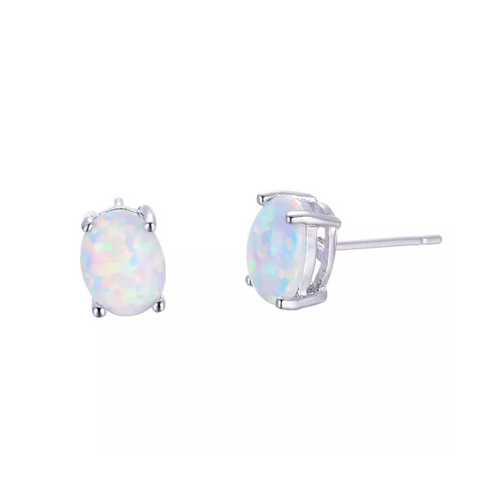 silver opal stud earrings jewellery online nz