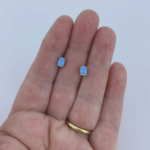 blue opal silver stud earrings size