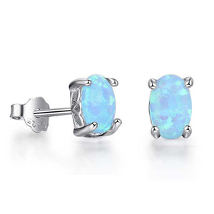blue opal silver stud earrings nz