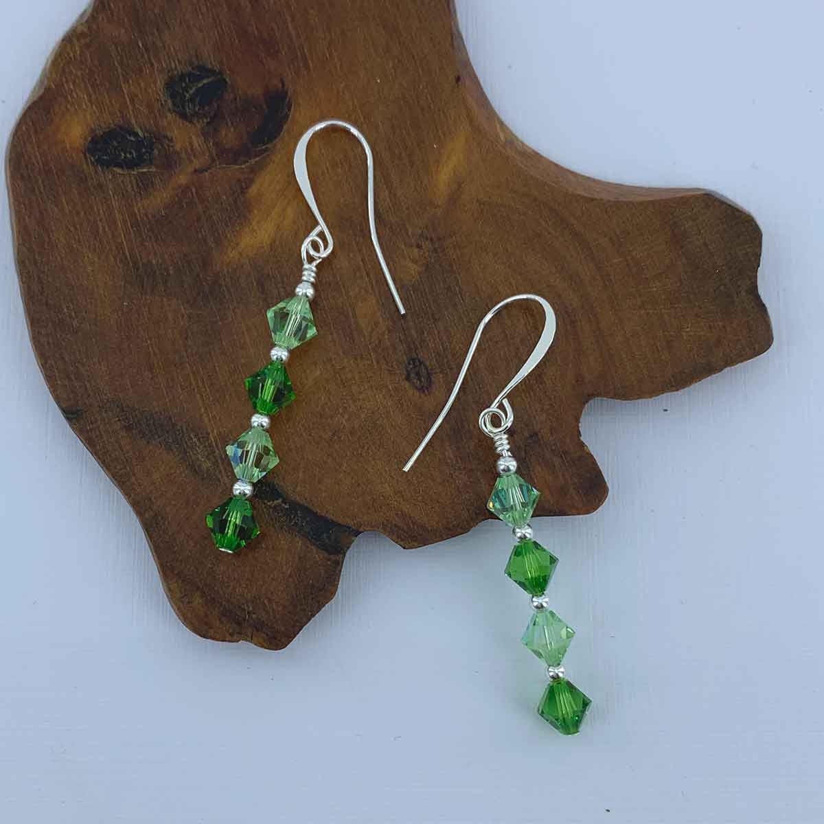 crystal drop green earrings for women