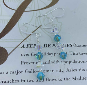 blue crystal drop earrings for women