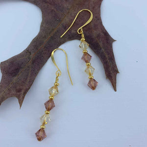 gold crystal drop earrings for women