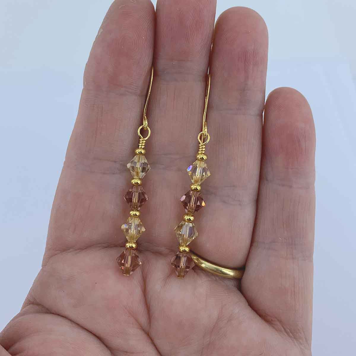 gold crystal drop earrings for women