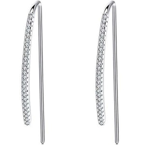 silver crystal bar earrings for women