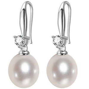 white pearl drop earrings crystal bridal wedding jewellery