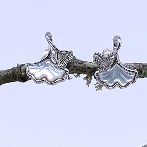 silver gingko earrings jewellery for women